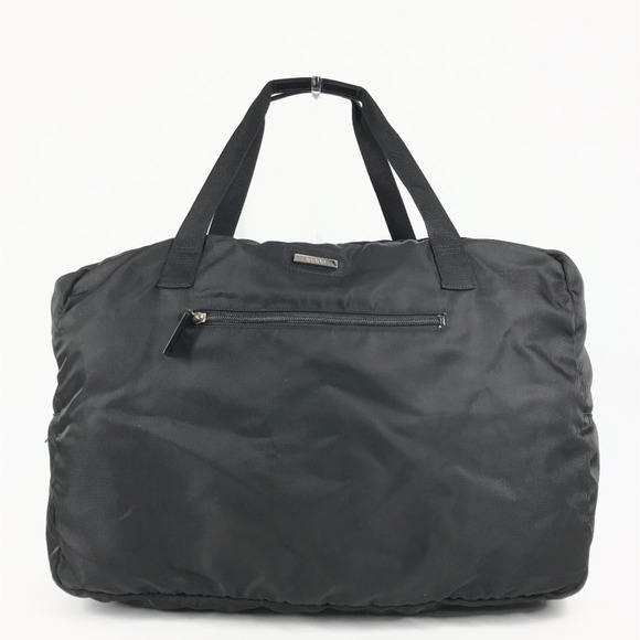 GUCCI 012/0389 Logo Bag Travel Shoulder Boston Nylon Men's Women's Black - Picture 1 of 10